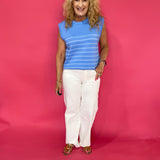 Coastal Cool Striped  Tank Sweater in Blue - Shabby 2 Chic Boutiques
