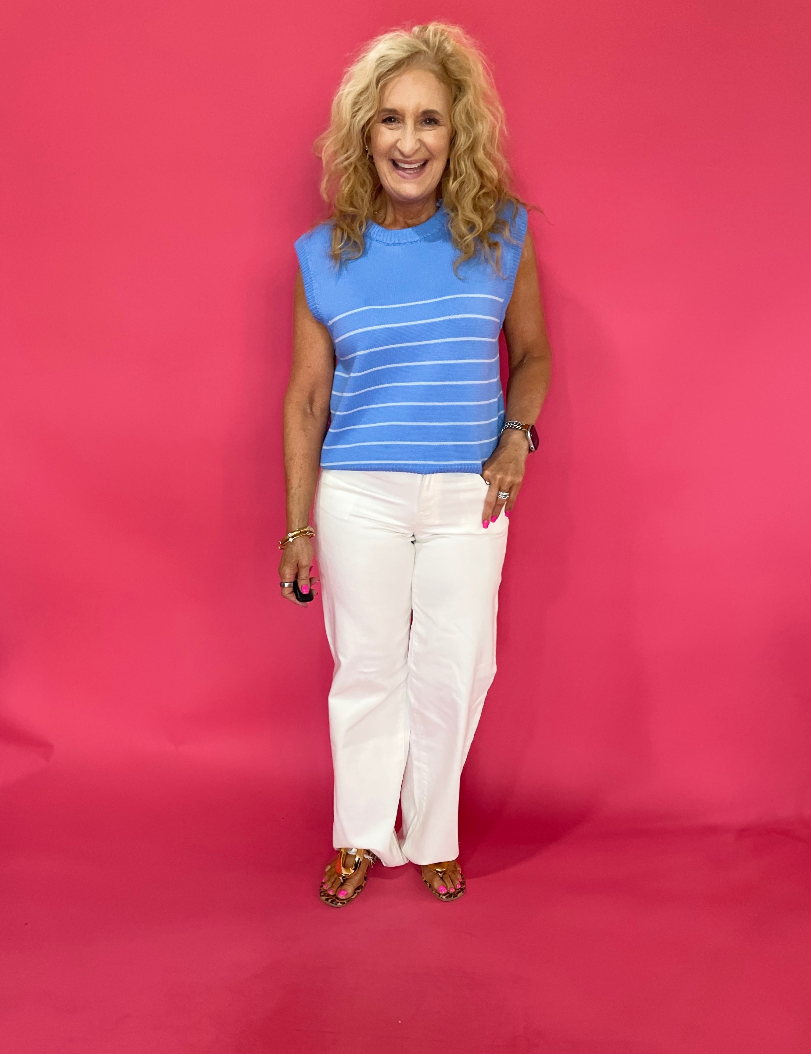 Coastal Cool Striped  Tank Sweater in Blue - Shabby 2 Chic Boutiques