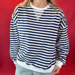 Coastal Stripes Knit Pullover in Blue