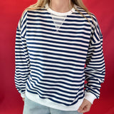 Coastal Stripes Knit Pullover in Blue
