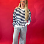 Coastal Stripes Knit Pullover in Blue