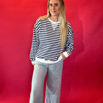 Coastal Stripes Knit Pullover in Blue