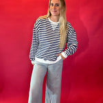 Coastal Stripes Knit Pullover in Blue