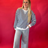 Coastal Stripes Knit Pullover in Blue