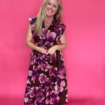 Coffee Date Floral Midi Dress