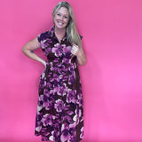 Coffee Date Floral Midi Dress