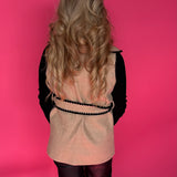 Color Block Tie Waist Button Down Vest