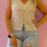 Concert Going Crochet Tank in Taupe