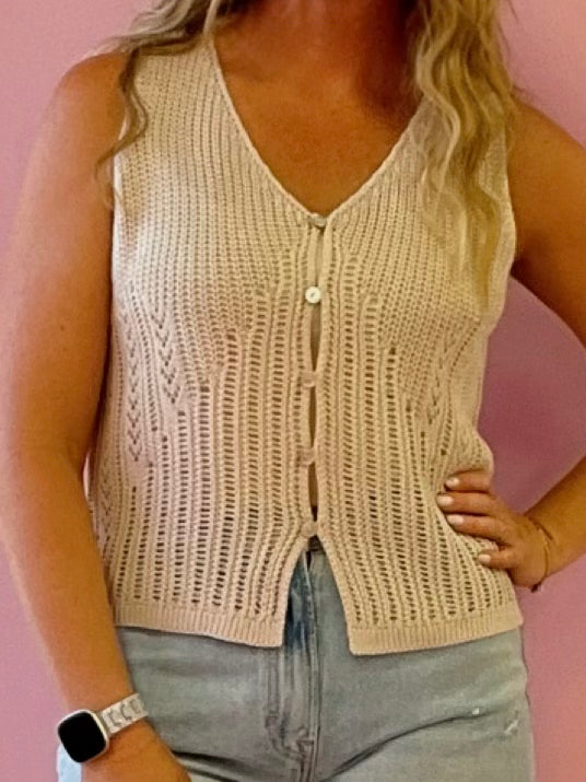 Concert Going Crochet Tank in Taupe