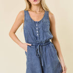 Concert Ready Tencel Denim Henley Romper