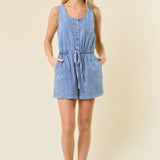 Concert Ready Tencel Denim Henley Romper