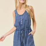 Concert Ready Tencel Denim Henley Romper