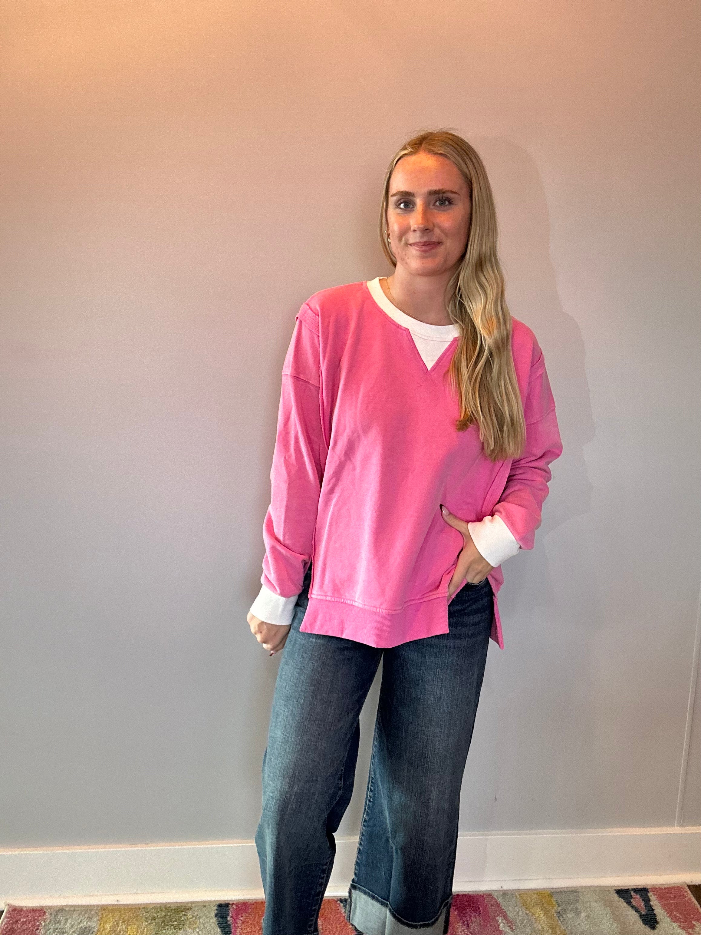 Contrast Crush Oversized Sweatshirt