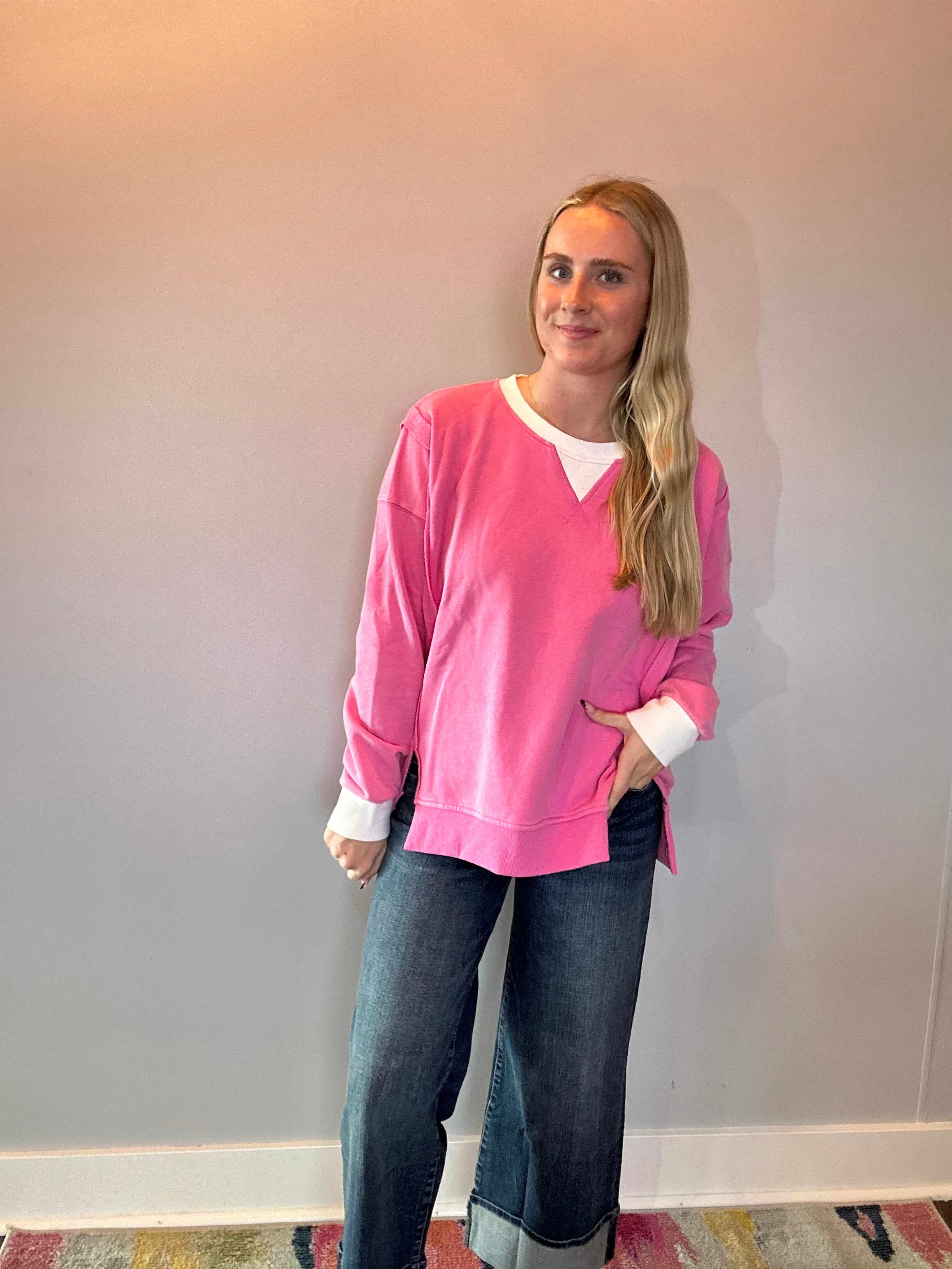 Contrast Crush Oversized Sweatshirt