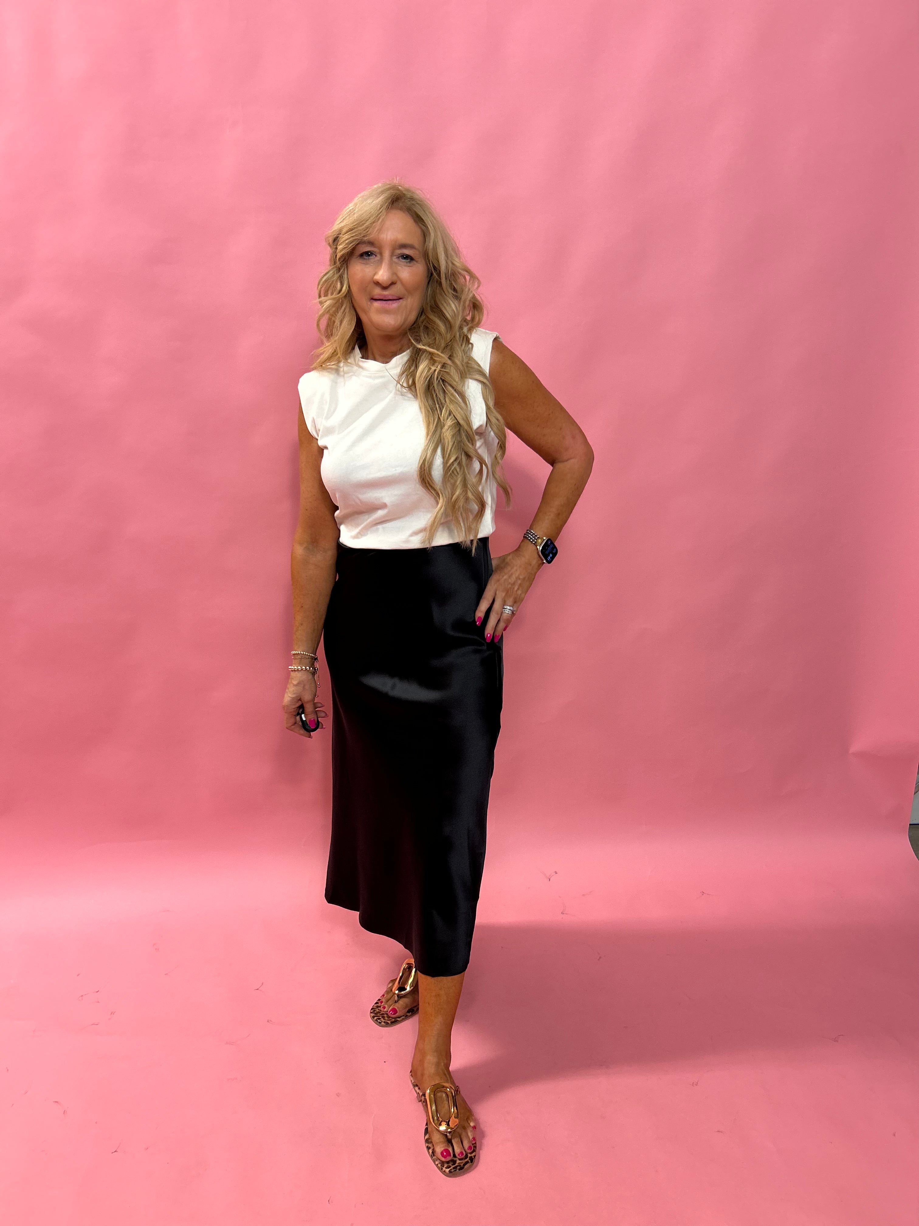 Contrasting Sleeveless Midi Dress