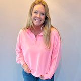 Cool Comfort Scuba Half Zip Pullover in Bright Pink