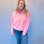 Cool Comfort Scuba Half Zip Pullover in Bright Pink