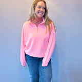 Cool Comfort Scuba Half Zip Pullover in Bright Pink