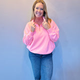 Cool Comfort Scuba Half Zip Pullover in Bright Pink