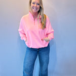 Cool Comfort Scuba Half Zip Pullover in Bright Pink