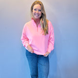Cool Comfort Scuba Half Zip Pullover in Bright Pink