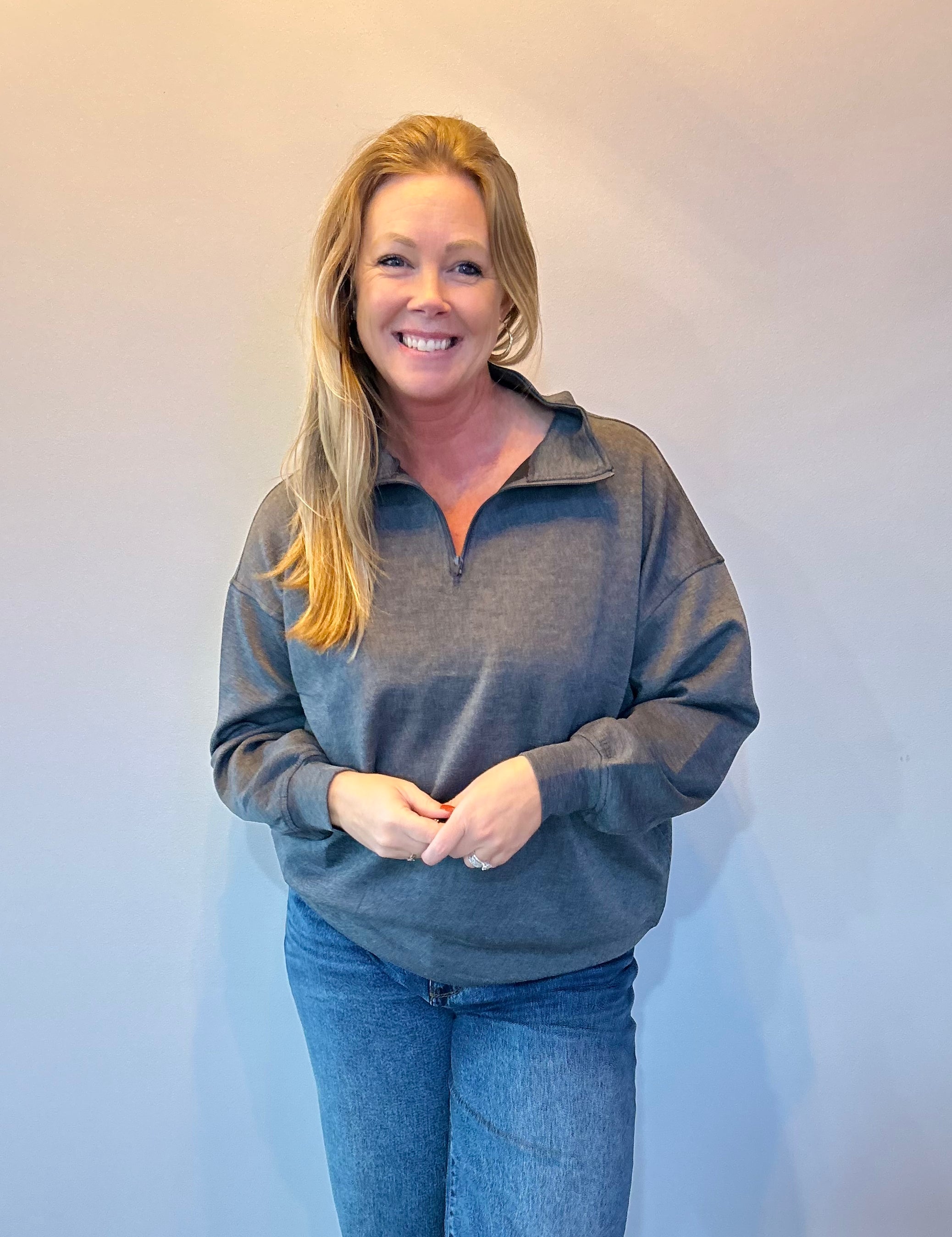 Cool Comfort Scuba Half Zip Pullover in Charcoal