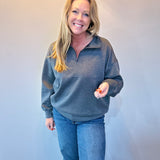 Cool Comfort Scuba Half Zip Pullover in Charcoal