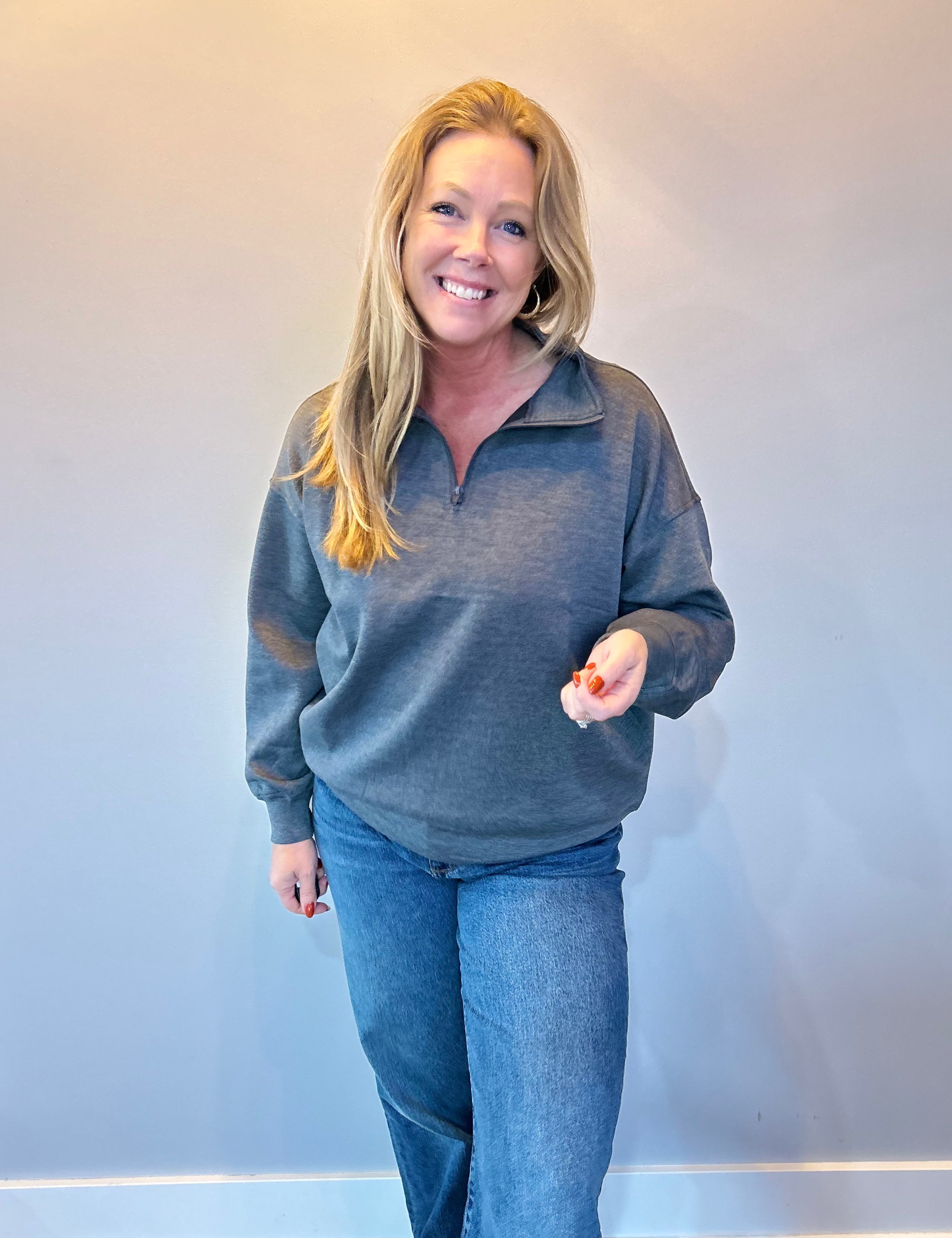 Cool Comfort Scuba Half Zip Pullover in Charcoal