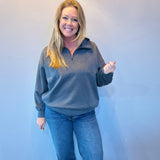 Cool Comfort Scuba Half Zip Pullover in Charcoal