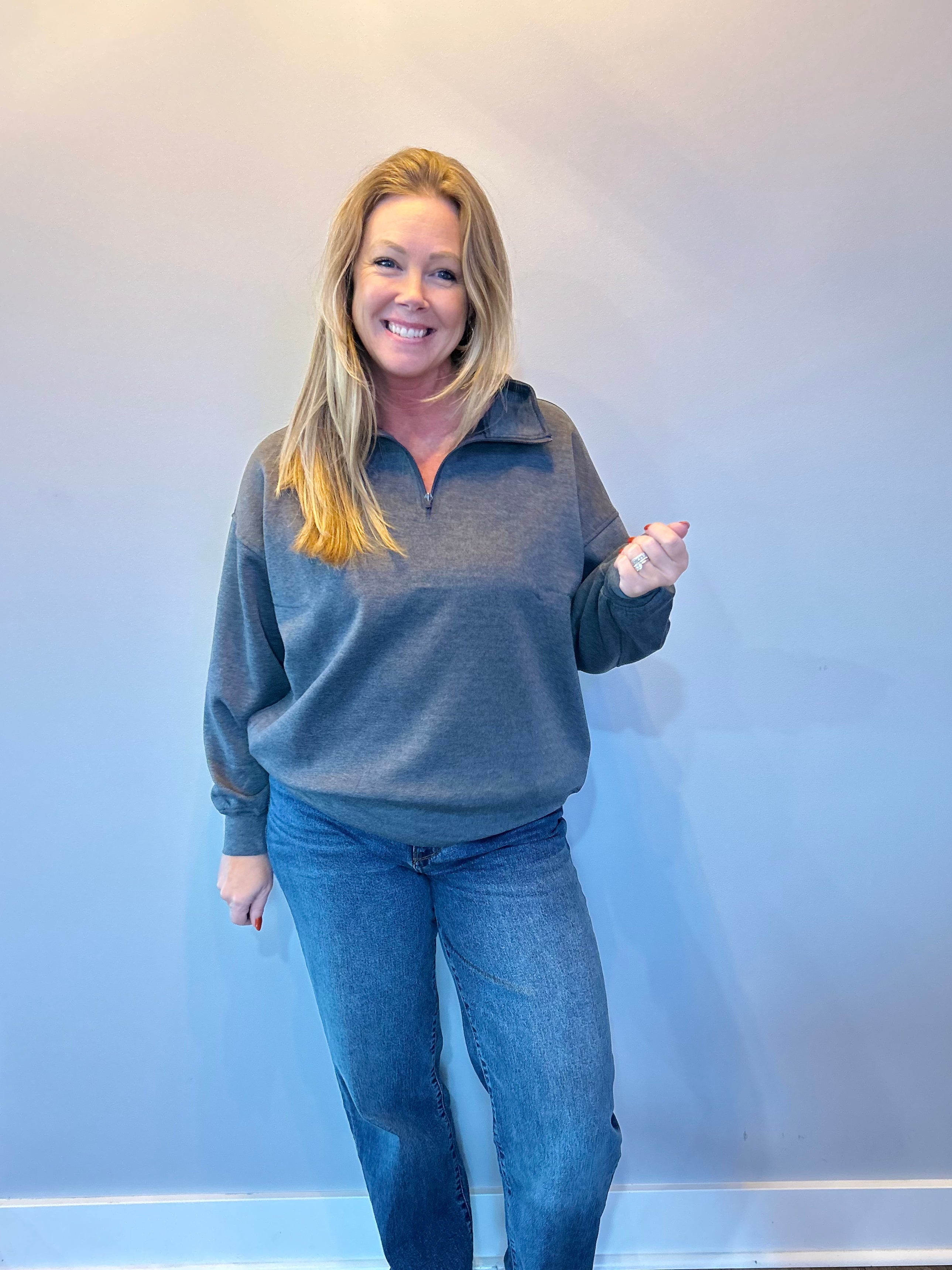 Cool Comfort Scuba Half Zip Pullover in Charcoal