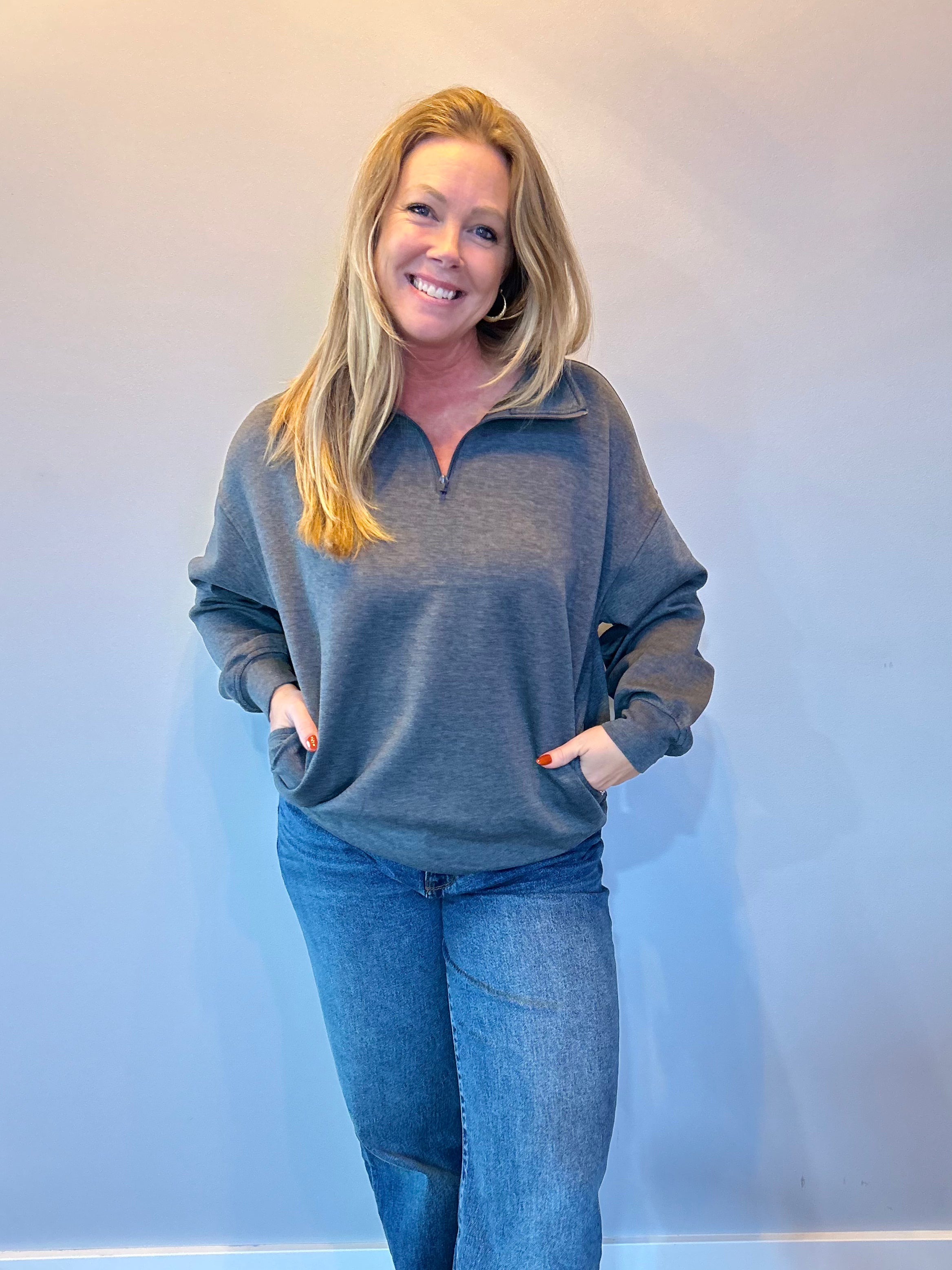 Cool Comfort Scuba Half Zip Pullover in Charcoal