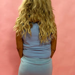 Court Comfort: Drawstring Tennis Sweat Skort in Blue