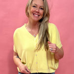 Cozy Chic Boxy Button-Up Cardigan in Lemon
