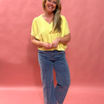 Cozy Chic Boxy Button-Up Cardigan in Lemon