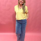 Cozy Chic Boxy Button-Up Cardigan in Lemon