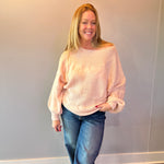 Cozy Chic Off the Shoulder Sweater in Pink