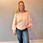 Cozy Chic Off the Shoulder Sweater in Pink
