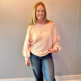 Cozy Chic Off the Shoulder Sweater in Pink