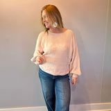 Cozy Chic Off the Shoulder Sweater in Pink