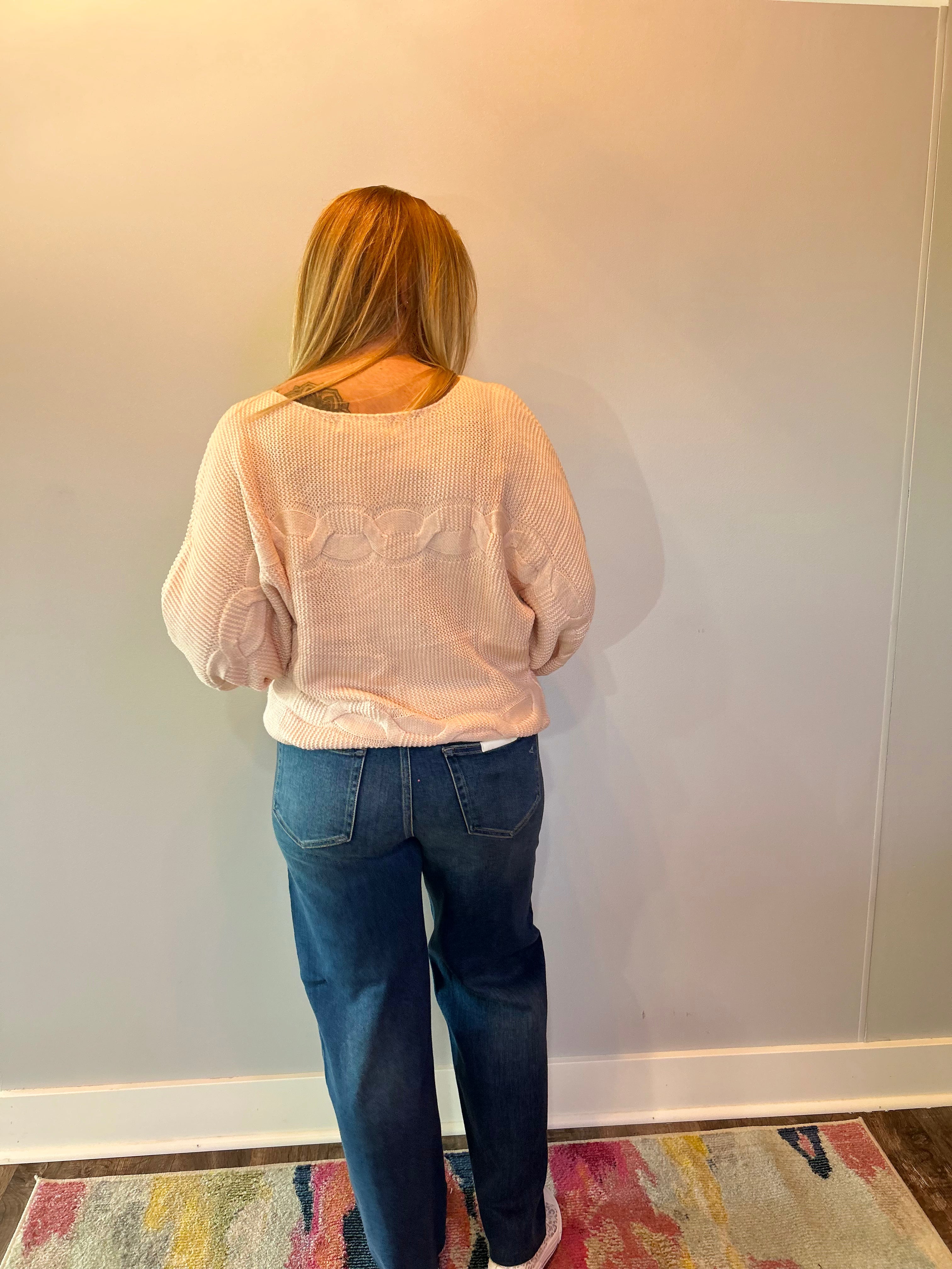 Cozy Chic Off the Shoulder Sweater in Pink