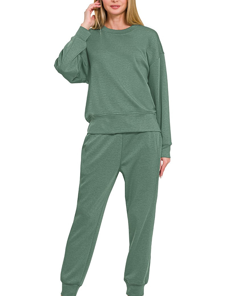 Cozy Chic Pullover & Jogger Set in Blue Grey