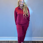 Cozy Chic Pullover & Jogger Set in Cabernet