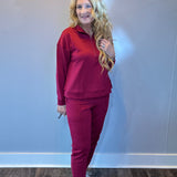 Cozy Chic Pullover & Jogger Set in Cabernet