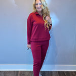 Cozy Chic Pullover & Jogger Set in Cabernet