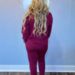 Cozy Chic Pullover & Jogger Set in Cabernet