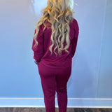 Cozy Chic Pullover & Jogger Set in Cabernet