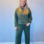 Cozy Chic Pullover & Pant Set in Dark Olive