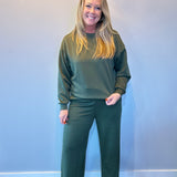 Cozy Chic Pullover & Pant Set in Dark Olive
