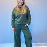Cozy Chic Pullover & Pant Set in Dark Olive