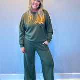 Cozy Chic Pullover & Pant Set in Dark Olive